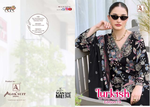 Alok suit turkis-19 embroidery dress material wholesale